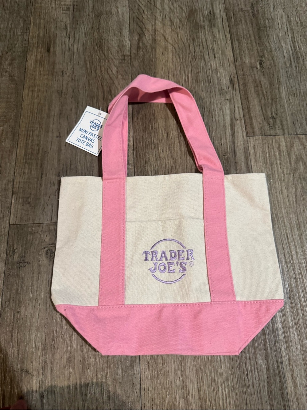 Trader Joe's Pink & Cream Canvas Tote